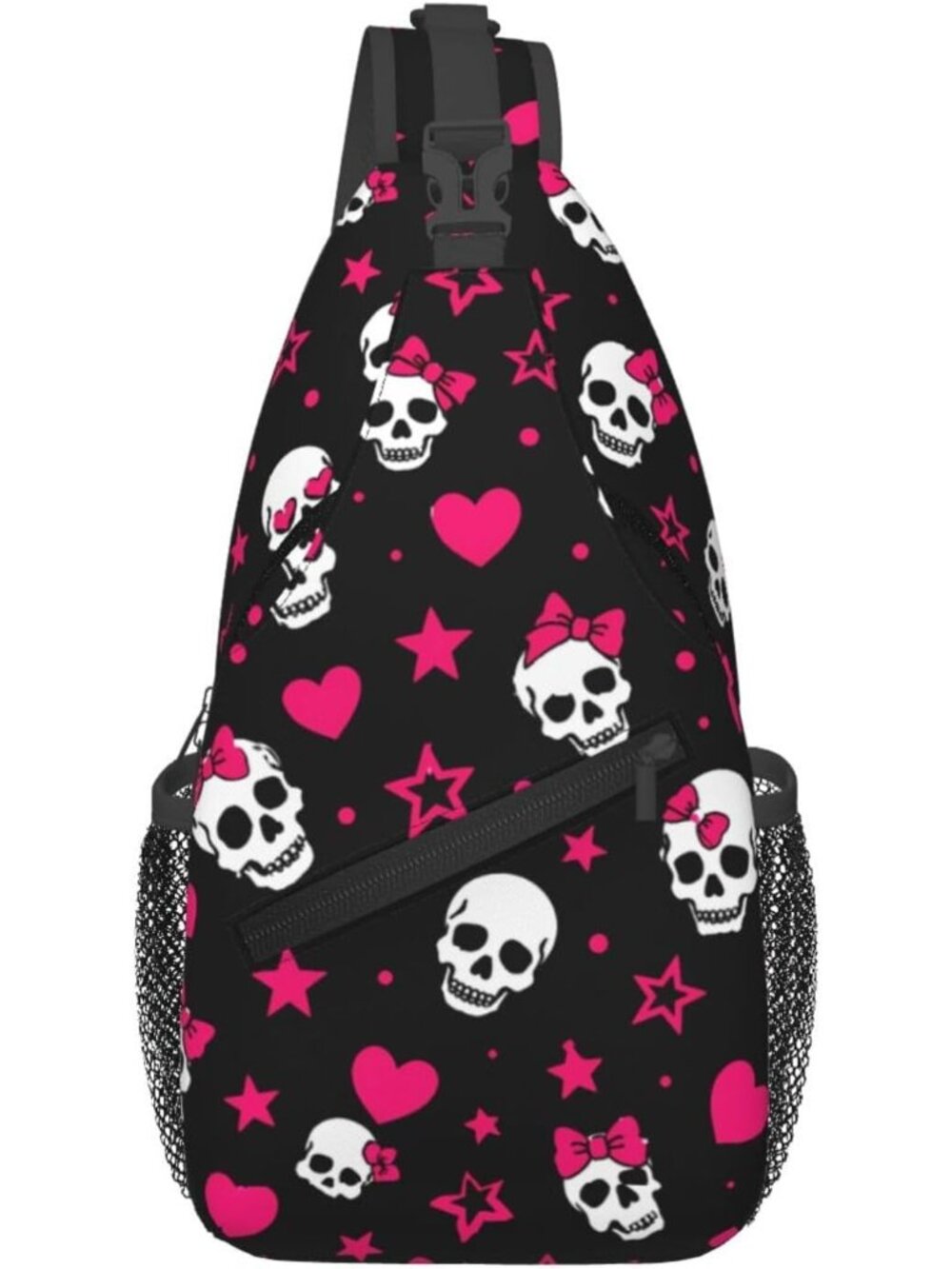 🎃Women's Black Pink Sling Backpack Men Merry Xmas Halloween Sling Daypack Bag